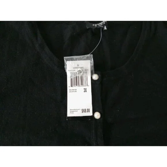 Premise Studio, Button Up Cardigan, Black With pearl Accent Buttons Size 3 XL - Picture 5 of 7
